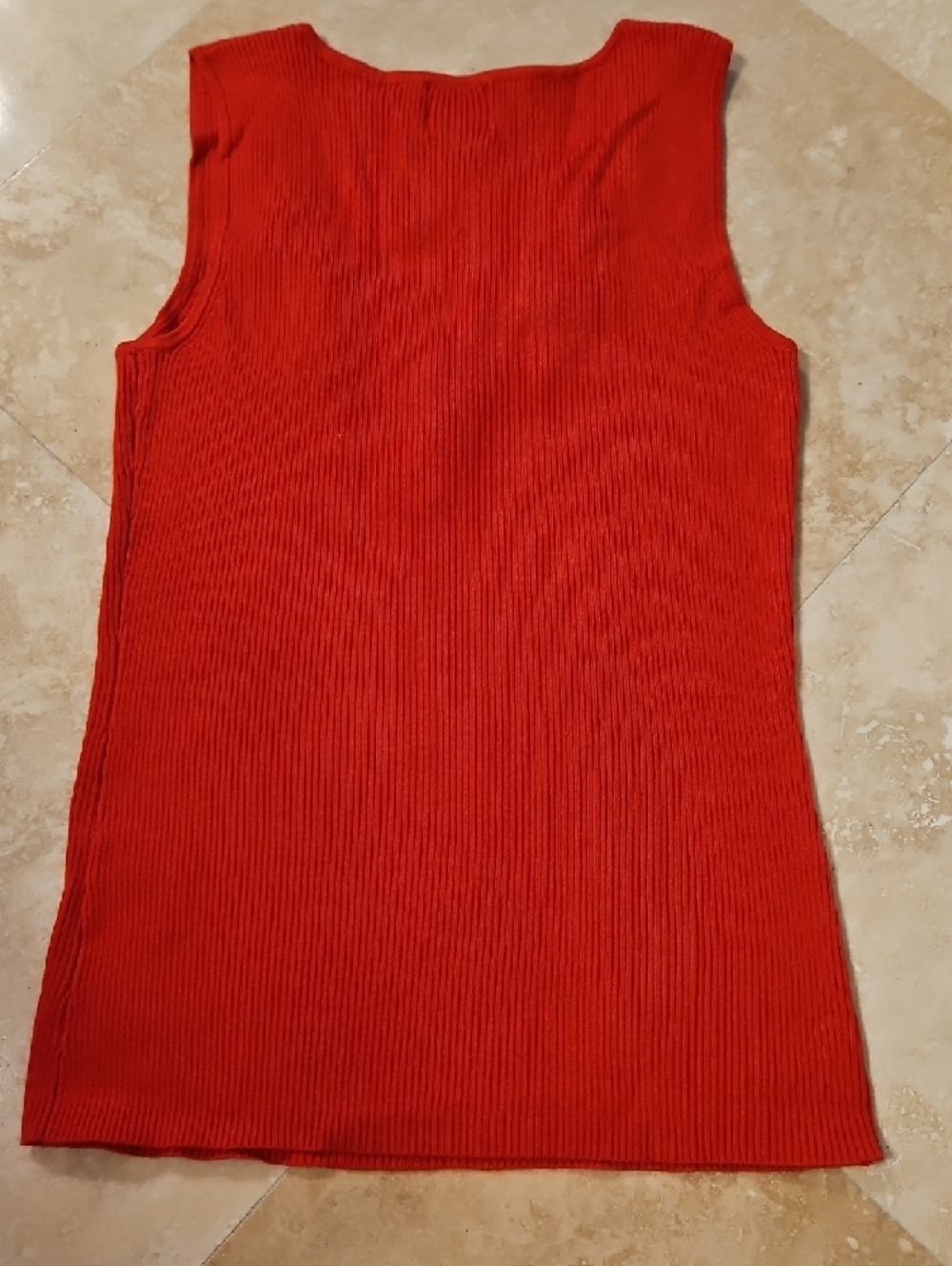 NWOT Ruby Rd. Red Ribbed Tank with Jeweled Neckline - Picture 3 of 3